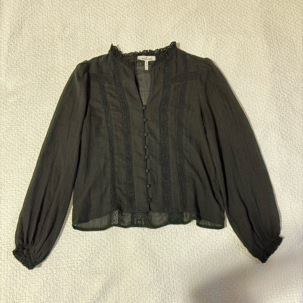 NWOT Black Button-Down Blouse